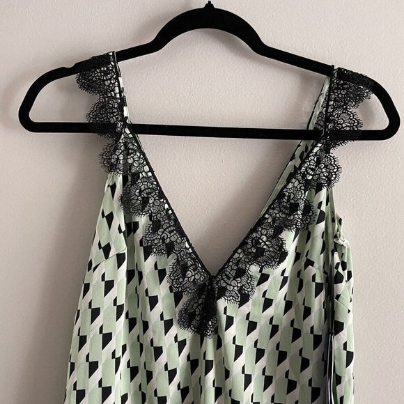 Future Collective Kahlana Barfield Brown Wmn SZ XS Green/Black Slip Dress NWT - Picture 4 of 10
